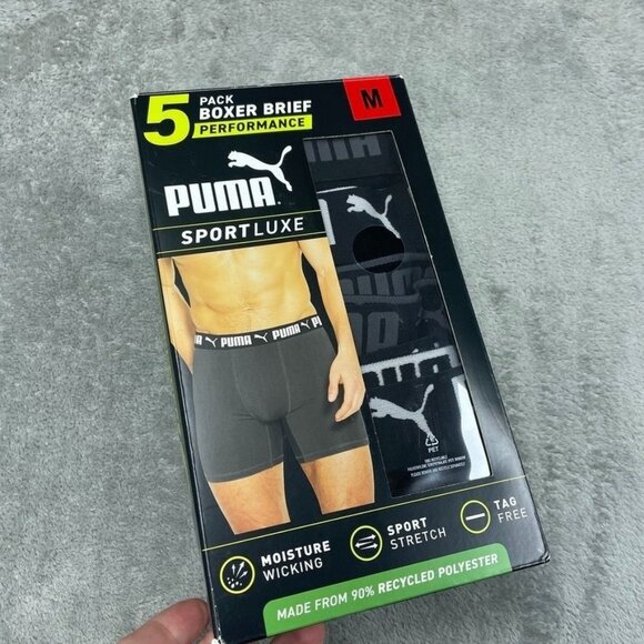 Puma Sportluxe 5-Pack Performance Boxer Briefs Mens M Moisture Wicking a1451 - Picture 1 of 5